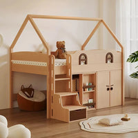 Solid Wood Loft Bed with Steps Twin Size Childrens Bed with Storage for 0 years-Kids -Teens Adults Toddler Floor Bed