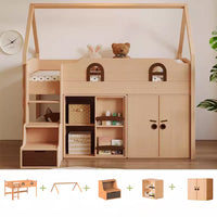 Solid Wood Loft Bed with Steps Twin Size Childrens Bed with Storage for 0 years-Kids -Teens Adults Toddler Floor Bed