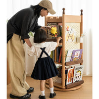 Solid wood 360° rotating bookshelf children's bookshelf castle shape