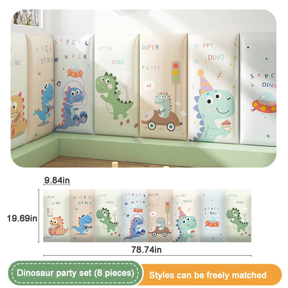 3D Anti-collision Wall Padding for Kids, Peel and Stick Upholstered Wall Panels, Playroom Decorative Protection Panel, Pack of 4, 6, 8