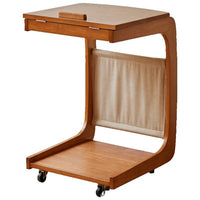 Solid Wood Side Living Room Household Small Coffee Table Nightstand Bedside,Table Narrow Side Table with Wheels