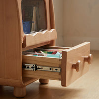 Solid Wood Children's Bedside Table Nightstand with Light Storage Cabinet