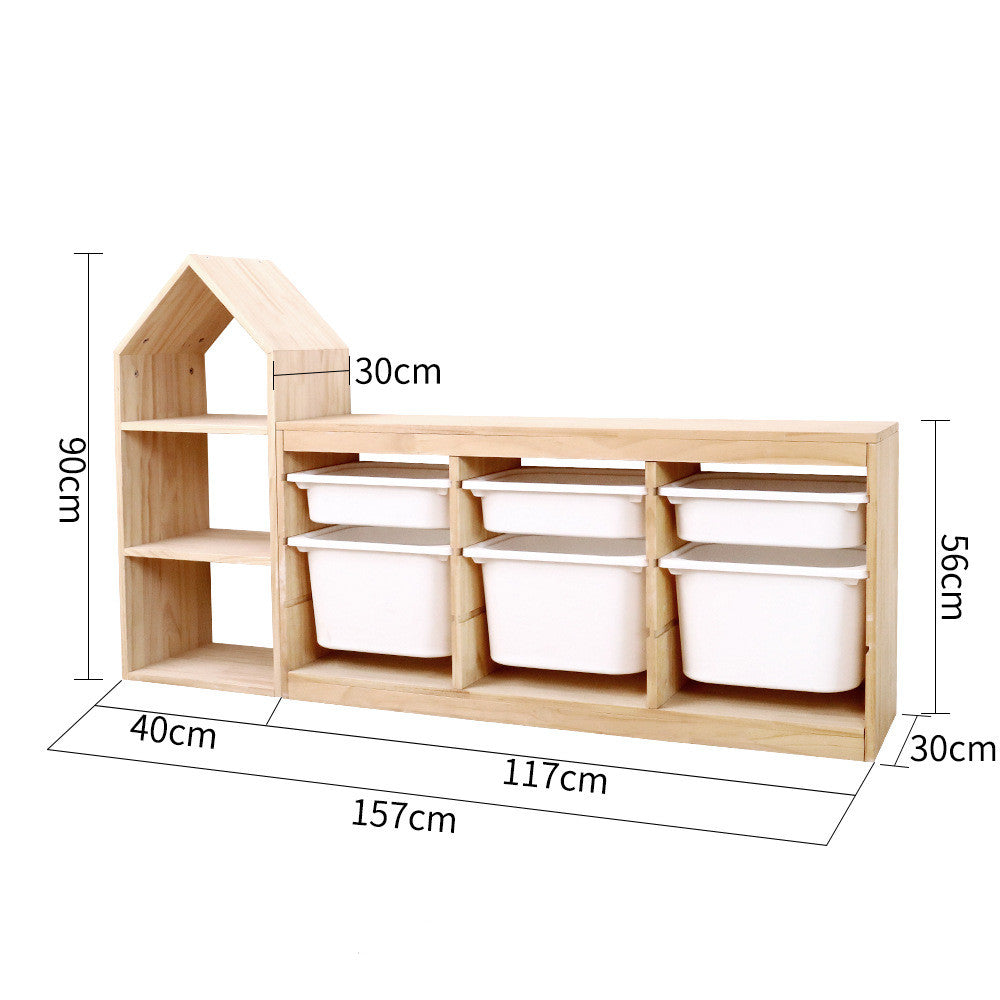 Household children's bookshelf room type toy storage locker solid wood bookshelf toy storage rack 2 in 1 combination cabinet