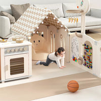 Foldable baby fence with house and matching toys