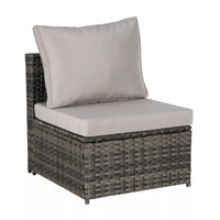 5-Piece Gray Wicker Outdoor Day Bed with Cushions, Retractable Canopy, Storable Side Table,outdoors dining