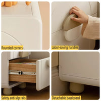 Solid wood bedside table, cream style, bedroom bedside storage cabinet, household white bedside storage cabinet