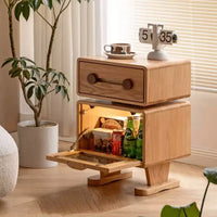 Natural Solid Oak Robot Design Side Table