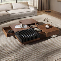 Walnut Wood Coffee Table with Storage, End Table with Storage,Modern Minimalist Design