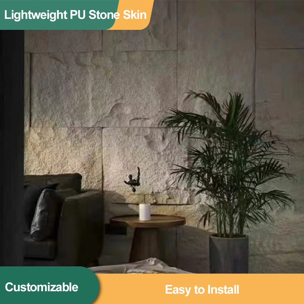 PU Mushroom Stone Cultural Stone Panel 3D PU Panel Gold