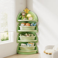 Kids Toy Storage Cabinet – Christmas Tree Corner Bookshelf & Multi-Layer Organizer