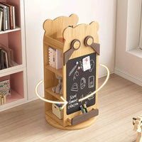 Children's Multi-functional Solid Wood 360° Rotating Bookshelf with Blackboard childrens storage shelves