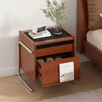 Nordic Solid Wood Nightstand Home Simple Storage Cabinet Vintage Side Table Small Apartment Bedroom Bedside Cabinet Cherry Wood