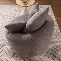 Oversized Crochet Yarn 360° swivel Barrel Chair with Pillow, AccentRound Single-seat Upholstered Sofa chair with 3 Pillow