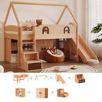 Solid Wood Loft Bed with Steps Twin Size Childrens Bed with Storage for 0 years-Kids -Teens Adults Toddler Floor Bed