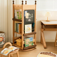 Solid wood 360° rotating bookshelf children's bookshelf castle shape