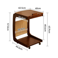 Solid Wood Side Living Room Household Small Coffee Table Nightstand Bedside,Table Narrow Side Table with Wheels