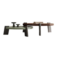 Italian Vintage Style Round Walnut Coffee Table, Metallic paint Round Walnut Coffee Table