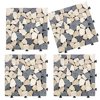 12''x12'' Interlocking Stone Deck Tiles - Sliced Blueish Gray Beige (Pack of 4)