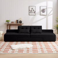 Free Combination Cloud Sectional Sofa Corduroy Upholstered L-Shaped Couch 3 in 1 Convertible Sleeper Sofa Bed Minimalist Modular Couches Chaise Lounge Daybed with Storage and 4 Pillows for Living Room