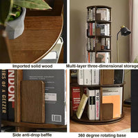 Solid Wood Rotating Bookshelf,Round Rotating Bookcase 360 Display,Floor Standing Bookcase for Kids & Adults,Corner Bookshelf