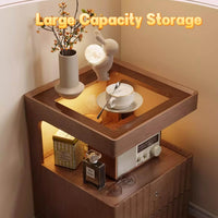 Simple Solid Wood Nightstand Bedside Table with Locking design inductive Minimalist Storage Cabinet for Bedroom Living Room 16x14x22inch