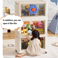 Foldable Toy Storage Box with Wheels – Large Capacity Transparent Organizer for Kids