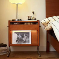 Nordic Solid Wood Nightstand Home Simple Storage Cabinet Vintage Side Table Small Apartment Bedroom Bedside Cabinet Cherry Wood