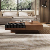 Walnut Wood Coffee Table with Storage, End Table with Storage,Modern Minimalist Design