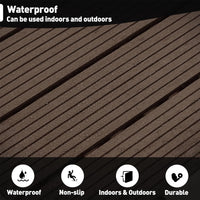 Wood Composite Interlocking Floor Deck Tiles Indoor Outdoor Use 12"x36" (5Pcs, 15 sq. Ft, Brown)