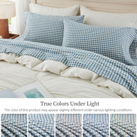 100% Washed Cotton Gingham Bed Sheet Set