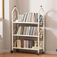 360° Steering Wheels Moveable Bookshelf, Mobile Rack 5 Tier Bookcases & Shelves