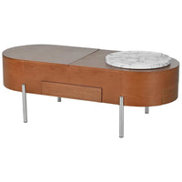 Coffee Table, Lift Top Coffee Tables for Living Room, Wooden Center Tables with Hidden Compartment and 360-degree Marble-Patterned Rotating Tray, 47.2'', (Brown)