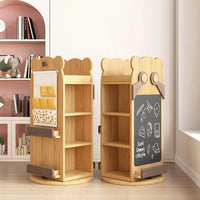 Children's Multi-functional Solid Wood 360° Rotating Bookshelf with Blackboard childrens storage shelves