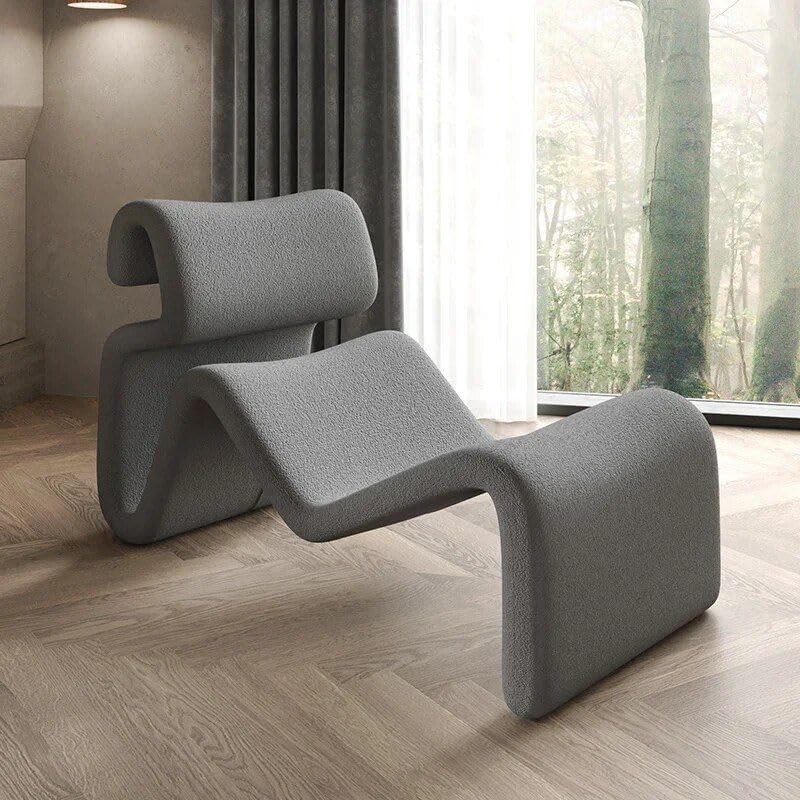 Modern Nordic Style Lazy Lounge Chair – Comfy Cashmere Single Sofa Recliner