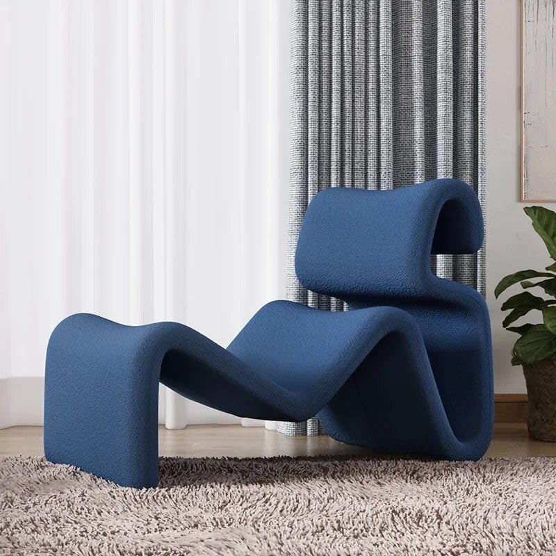 Modern Nordic Style Lazy Lounge Chair – Comfy Cashmere Single Sofa Recliner