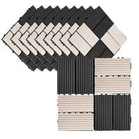 12''x12'' Wood Composite Deck Tiles -Black White Square (Pack of 10)