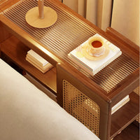 Multi-Functional Solid Wood Coffee Table - Premium Imported Rubberwood with Large Storage Space & Artistic PE Rattan Weave - Stylish, Versatile Side Table with Noise-Free Swivel Wheels for Easy Mobility & Organization