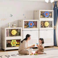 Foldable Toy Storage Box with Wheels – Large Capacity Transparent Organizer for Kids