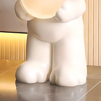 White Resin Rabbit Moon Floor Lamp Sculpture Ornament Decor Living Room Bedroom