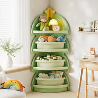 Kids Toy Storage Cabinet – Christmas Tree Corner Bookshelf & Multi-Layer Organizer