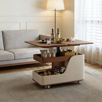 Mobile Adjustable Height Side Table with Sintered Stone Top, Modern Coffee Table for Living Room