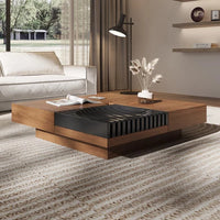 Walnut Wood Coffee Table with Storage, End Table with Storage,Modern Minimalist Design