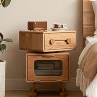 Natural Solid Oak Robot Design Side Table