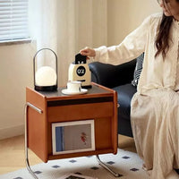 Nordic Solid Wood Nightstand Home Simple Storage Cabinet Vintage Side Table Small Apartment Bedroom Bedside Cabinet Cherry Wood
