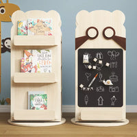 Children's Multi-functional Solid Wood 360° Rotating Bookshelf with Blackboard childrens storage shelves