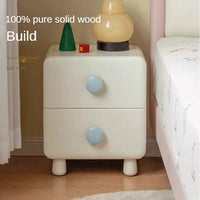 Rubber Solid Wood Cream Style Locker Children's Nightstand