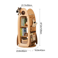 Solid wood 360° Rotating Bookshelf, 6 Layer Bookshelf, kids bookshelf storage rack