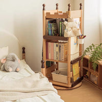 Solid wood 360° rotating bookshelf children's bookshelf castle shape