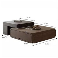 Oval Coffee Table, Modern Minimalist Expandable Coffee Table Walnut Wood, with Multifunctional Storage