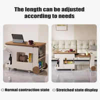 Sofa Side Table, 3 in 1 Multi- Function Coffee Table for Living Room Home, Folding Coffee Table Converts to Dining Table with Hidden Compartment & Storage Shelf, Mobile Modern Center Table